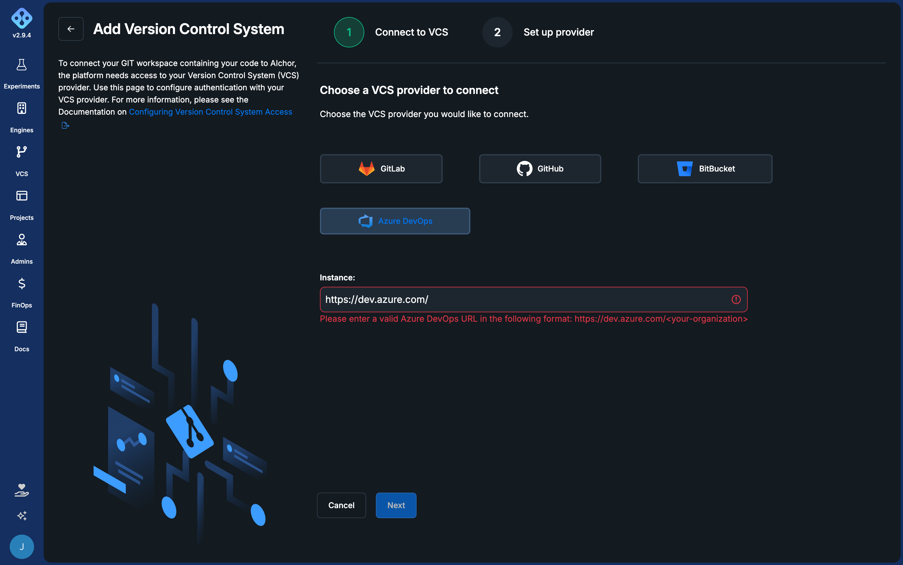 Azure DevOps VCS select