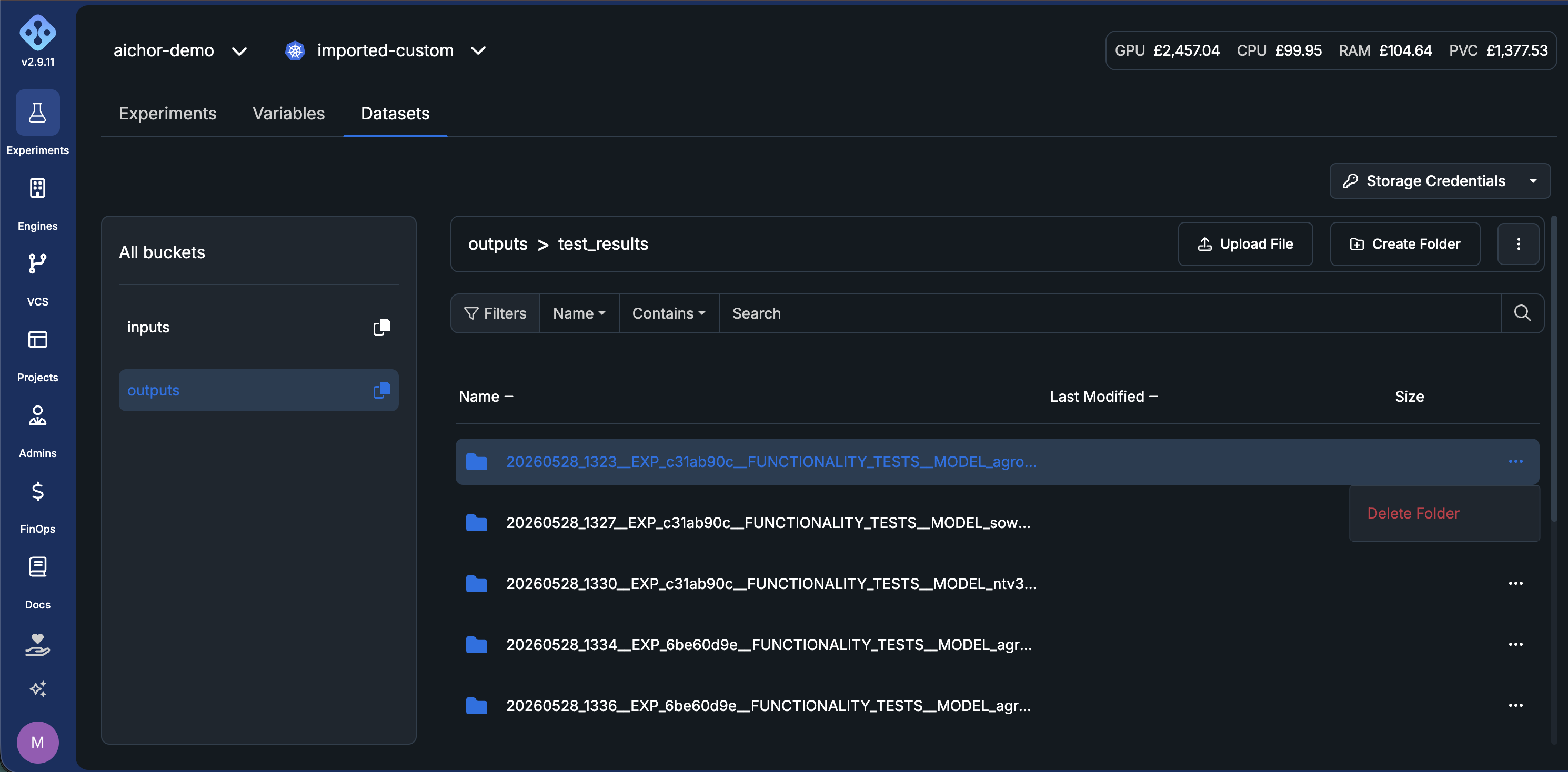 Datasets webpage