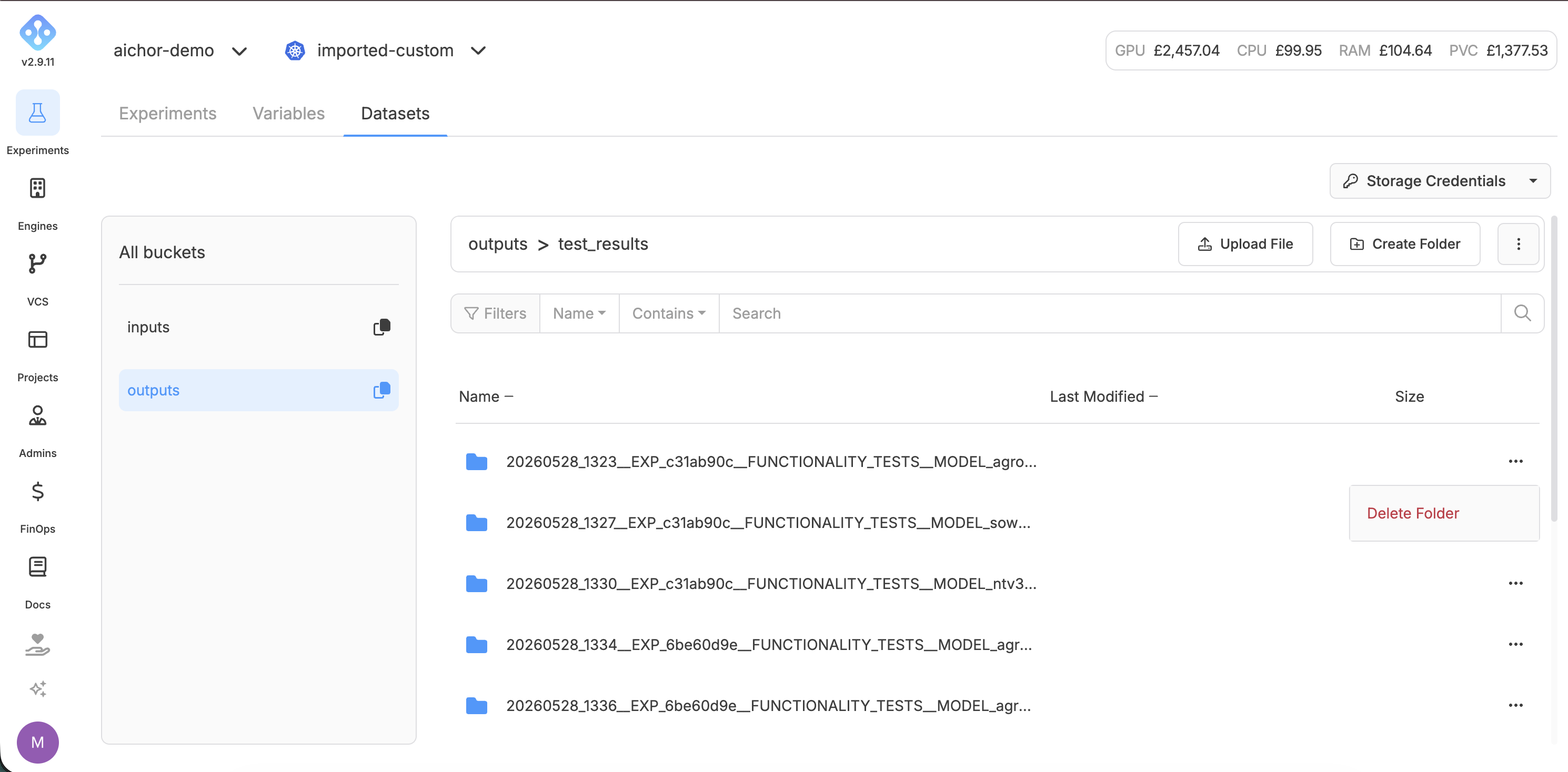 Datasets webpage